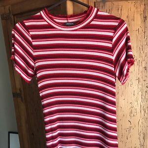 Red, navy and white t-shirt dress